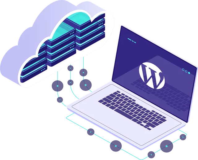 Illustration of a laptop connected to a cloud platform